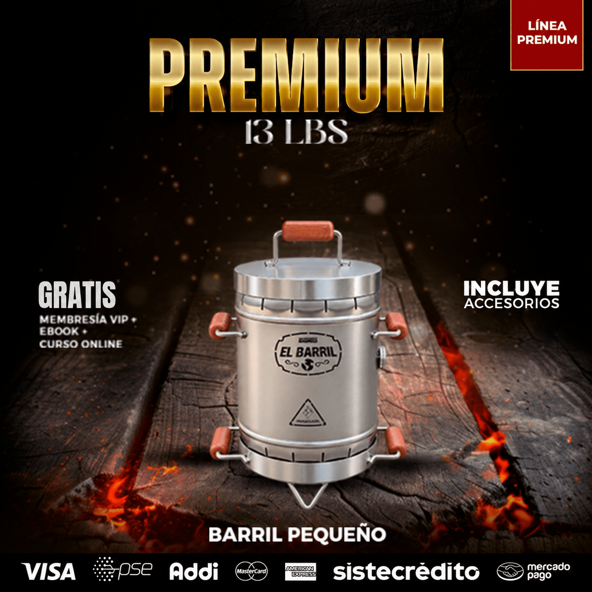 ⭐Barril Pequeño Linea Premium 13LB - Asadores El Barril