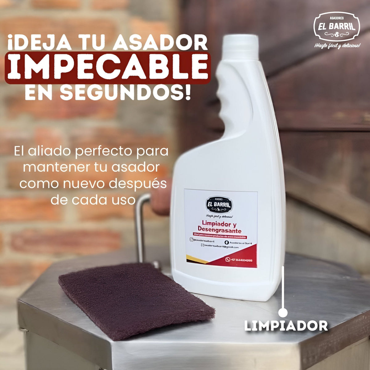 Kit de Limpieza: Limpiador y Desengrasante + Paño pulidor de Acero - Asadores El Barril