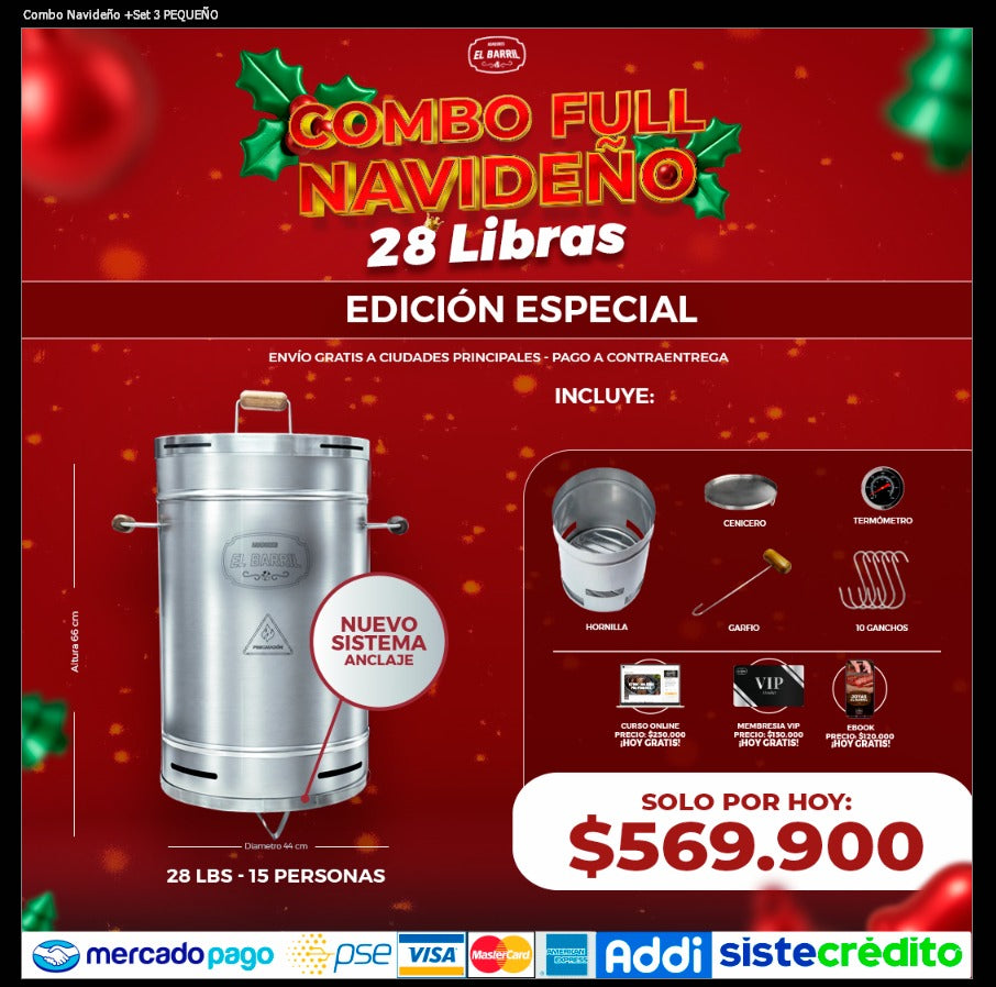 Combo Full Navideño Edición Especial · Barril 28 lb + Set completo