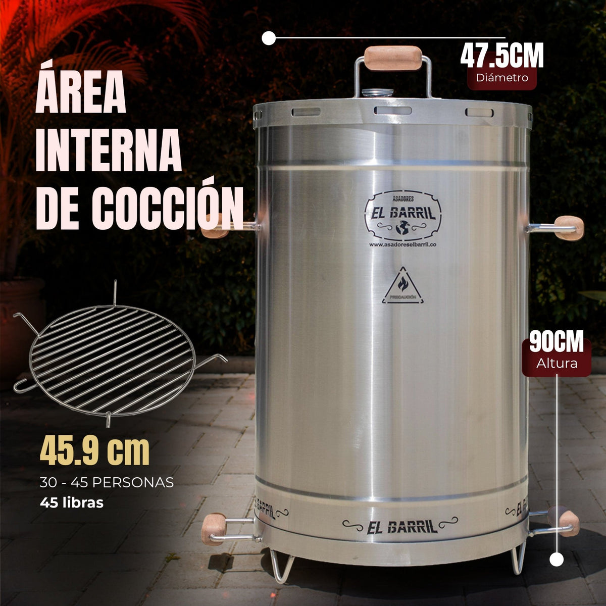 Barril Grande Linea Lite - 45 LB - Asadores El Barril