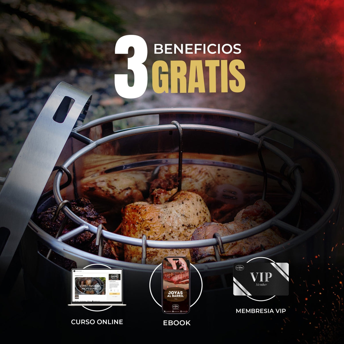 Barril Mediano Linea Lite 30LB - Asadores El Barril