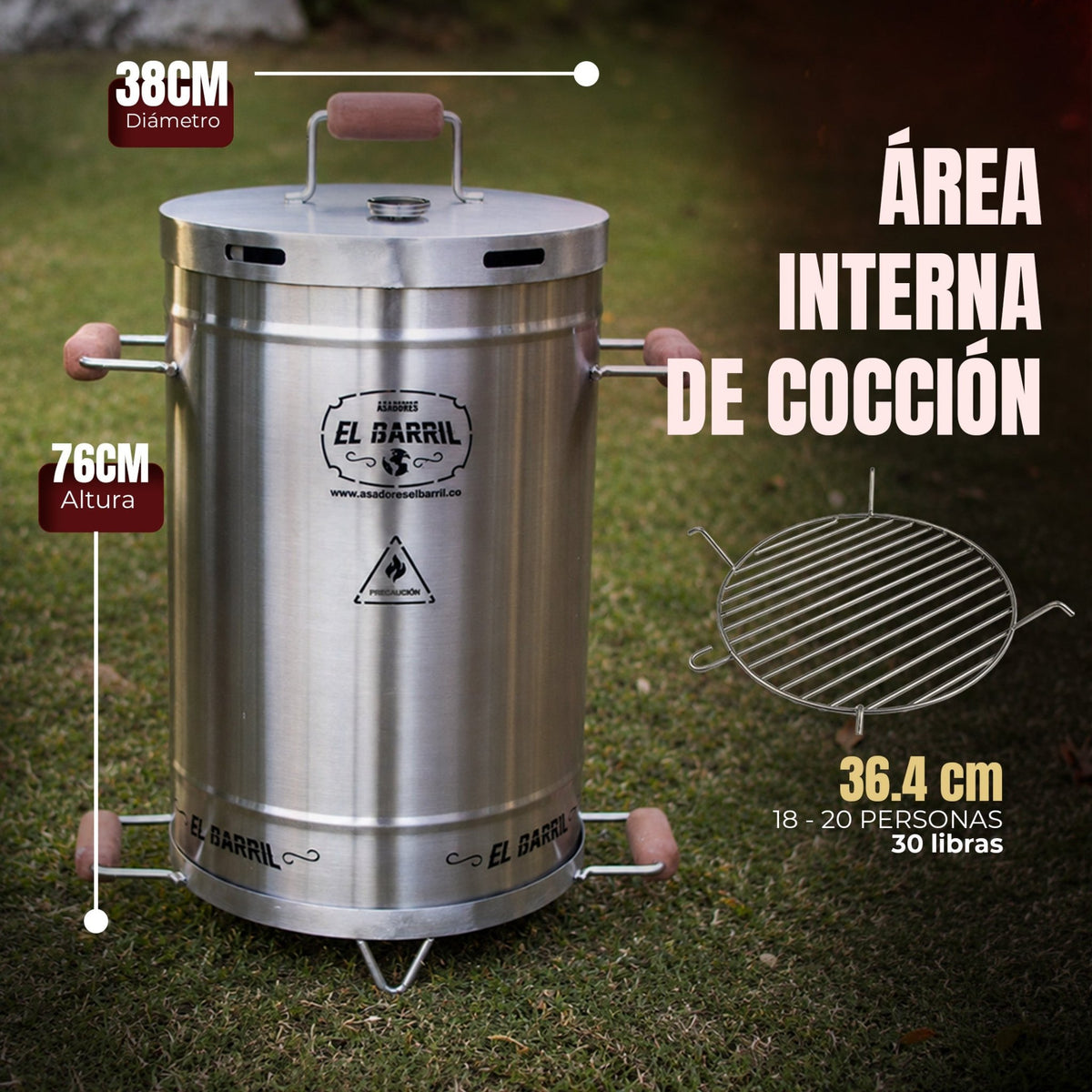 Barril Mediano Linea Lite 30LB - Asadores El Barril