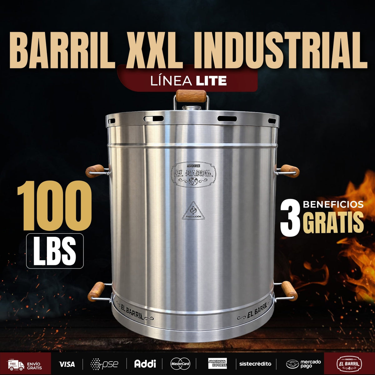 Barril XXL Linea Lite - 100LB - Asadores El Barril